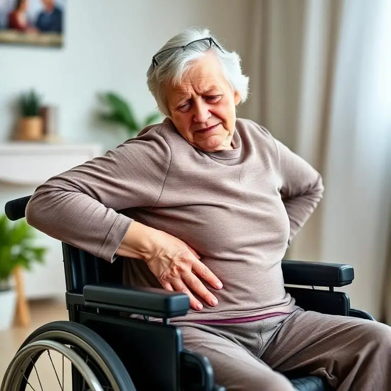 Janet in wheelchair with severe pain